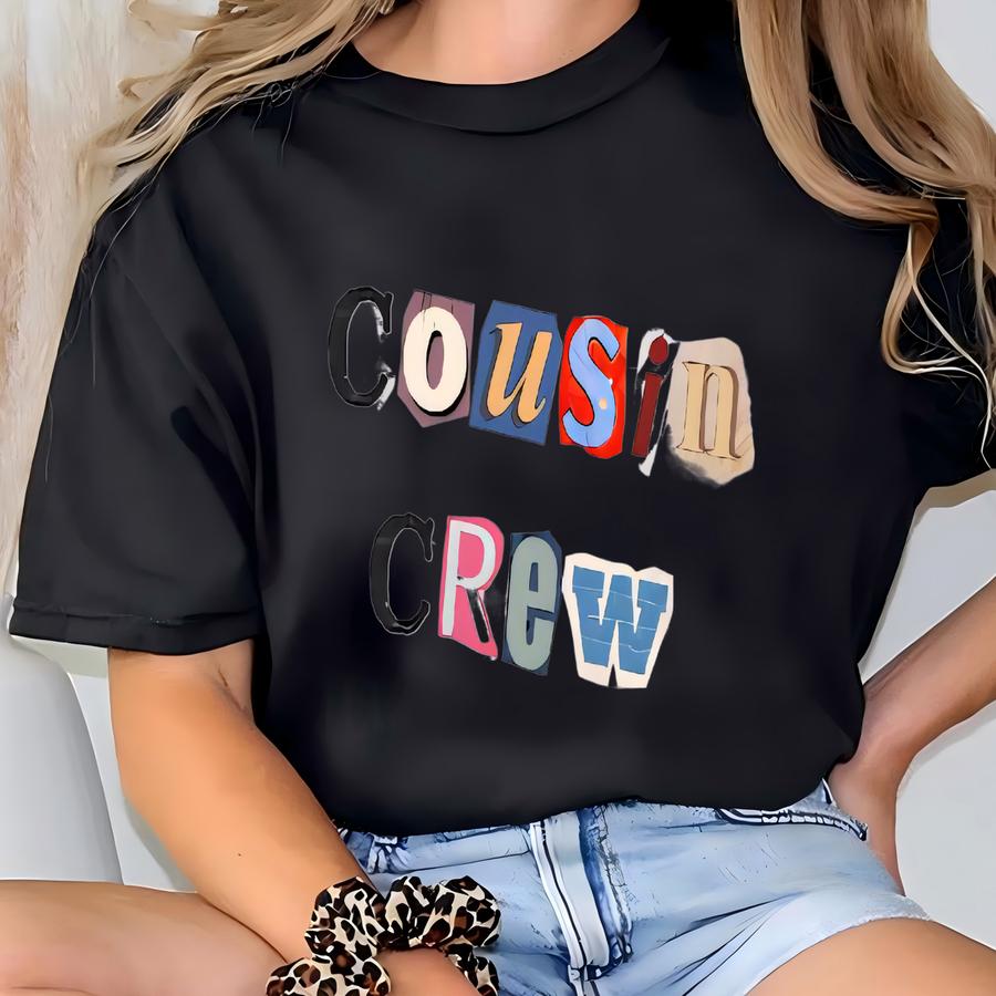 Cousin Crew Cutout Letter Kids Hoodie | Colorful Matching Cousins Tee T-shirt