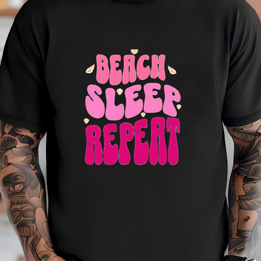 Retro Beach Sp Repeat Tee - Oversized Summer Shirt T-shirt