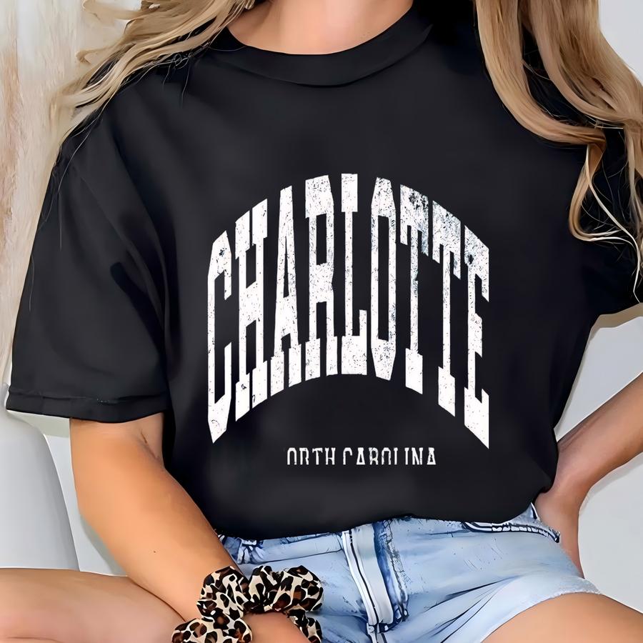 Charlotte North Carolina Sweatshirt: Retro Queen City Crewneck T-shirt