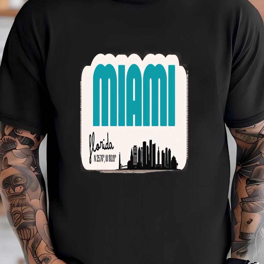 Miami Florida Retro Sticker: Waterproof Vinyl Decal T-shirt