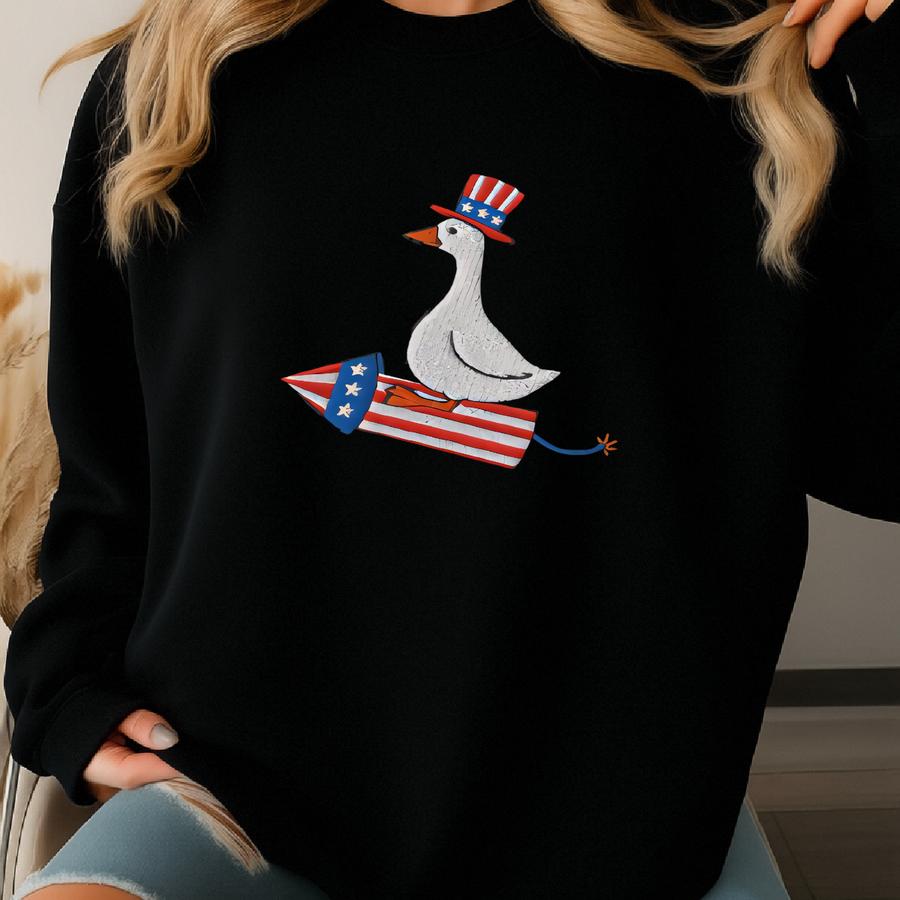 Funny Goose 4th Of July Sweatshirt: Patriotic Crewneck Sweatshirt