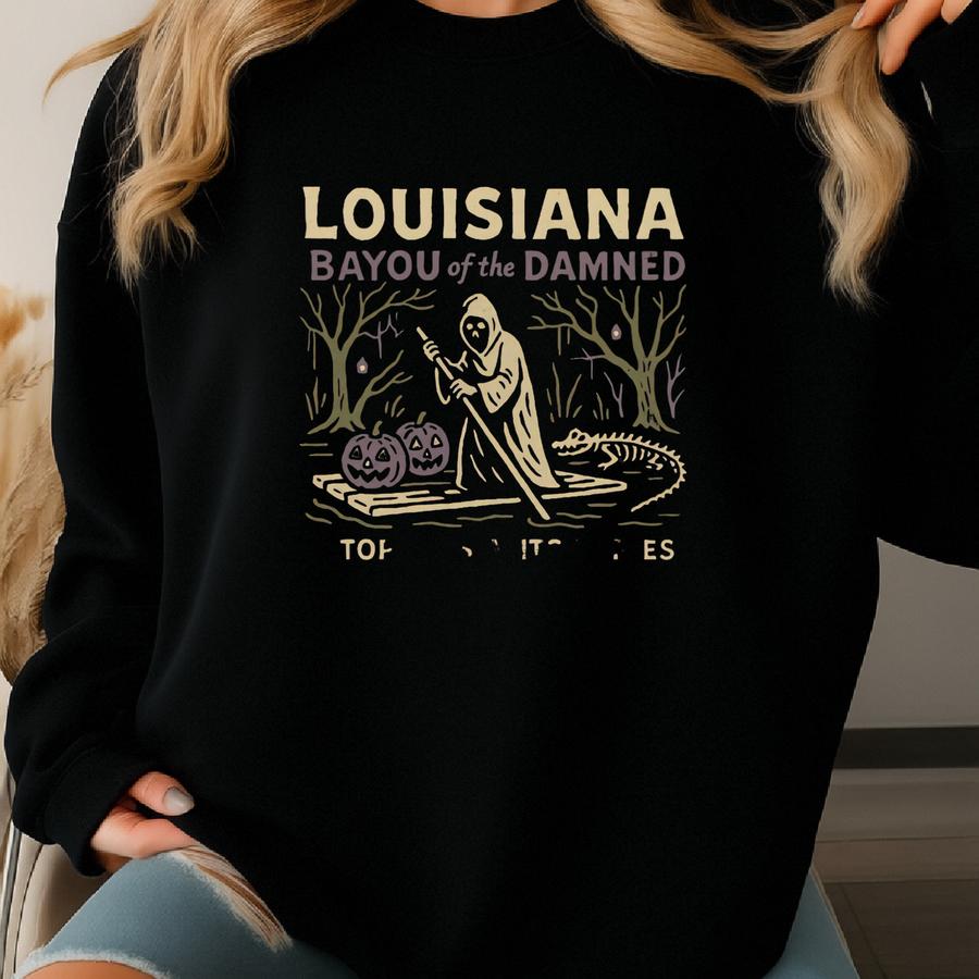Louisiana Bayou Sweatshirt: Gothic Gator Eyes Voodoo Design Sweatshirt