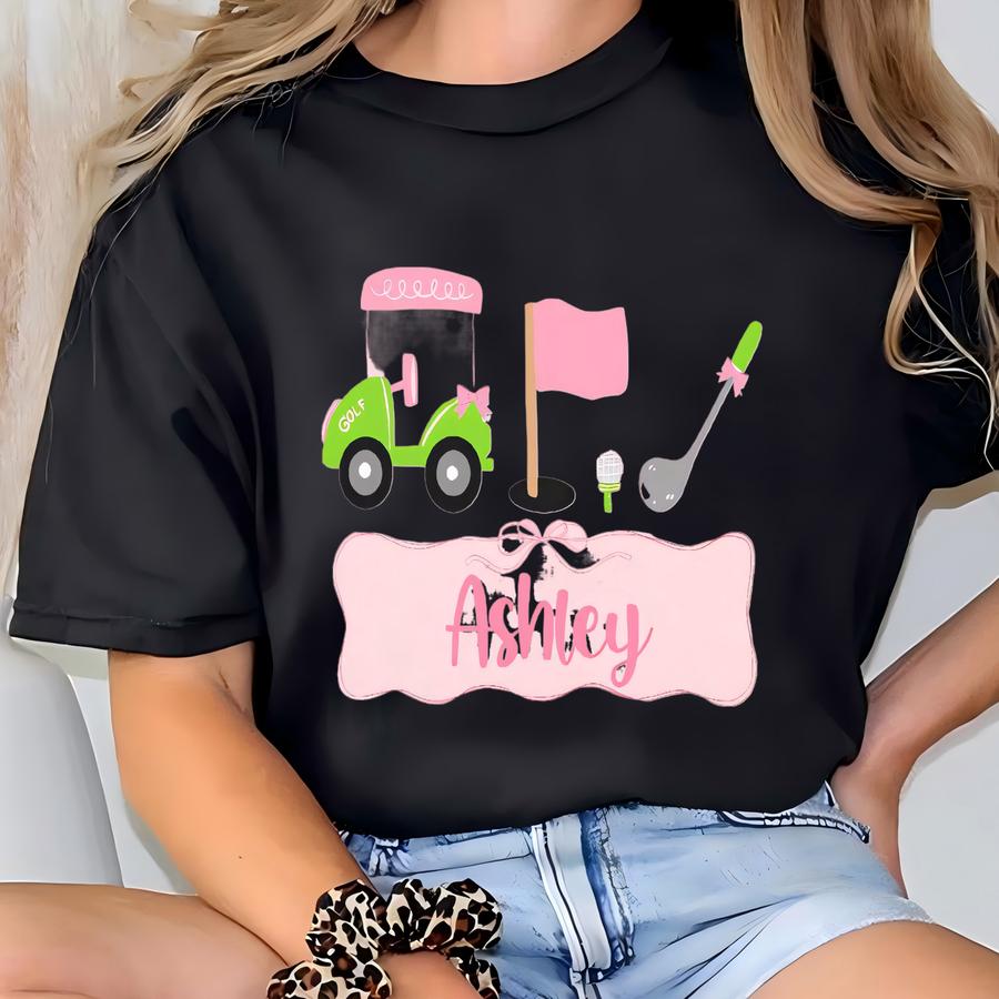 Custom Kids Golf Shirt, Personalized Golfing Kids Shirt, Girl Golfer Shirt, Toddler Golf Shirt With Name, Cute Golf Shirt, Golf Lover Gift T-shirt