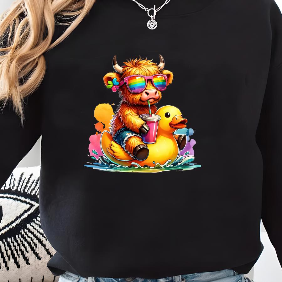 Cow Duckling Summer Tee: Cotton Canvas Sweatshirt