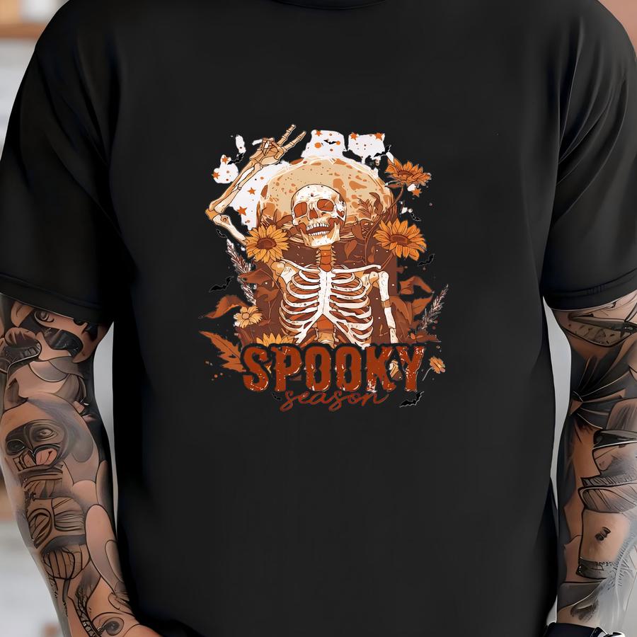 Spooky Season Skeleton Bat Hoodie: Halloween Party Gift T-shirt