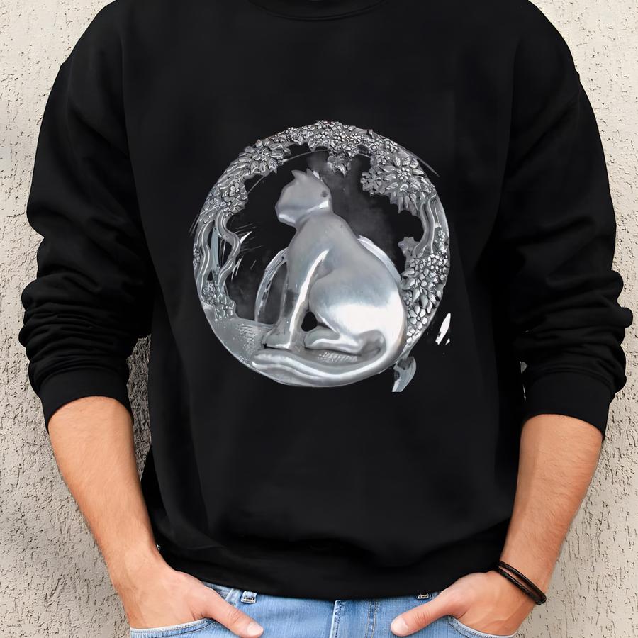 Vintage Pewter Spoontiques 7477 Cat In Garden Potpourri Glass Jar Sweatshirt