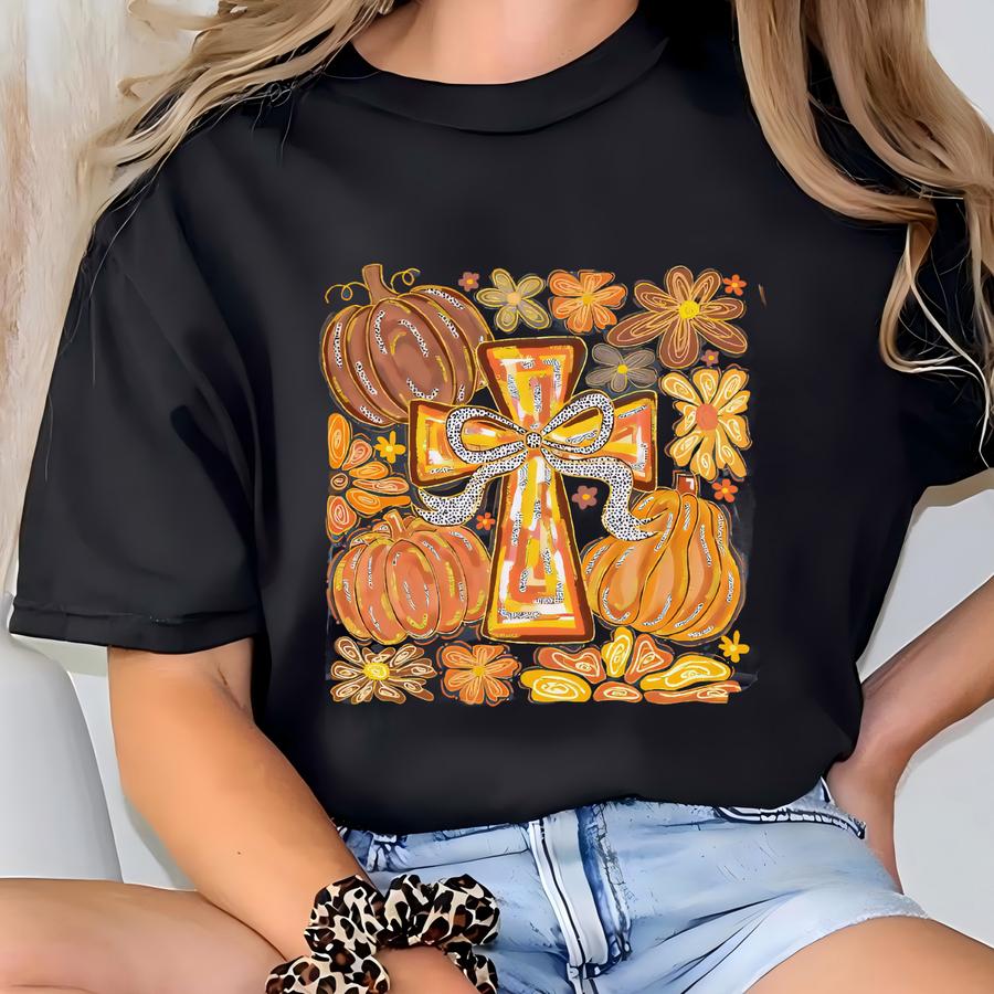Brushstroke Pumpkins Hoodie: Fall Tee T-shirt