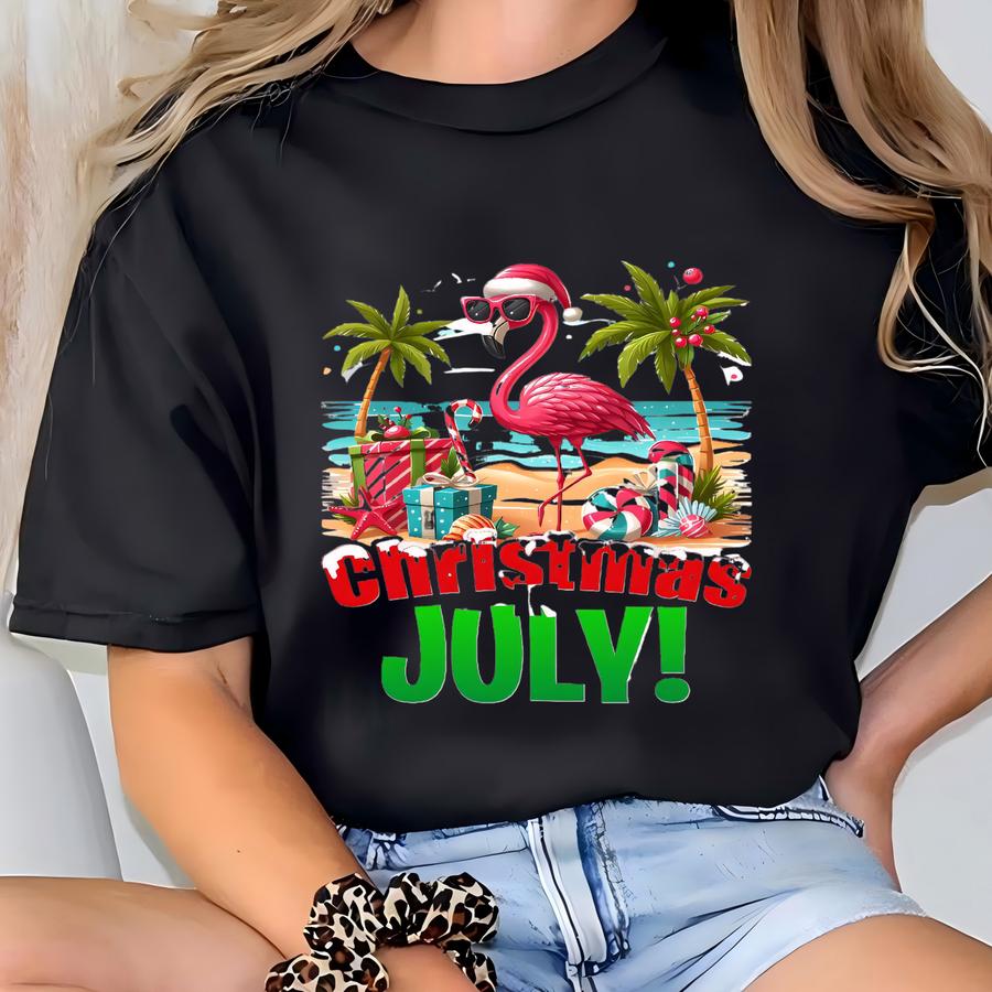 Christmas In July Hoodie: Tropical Santa Summer Tee T-shirt
