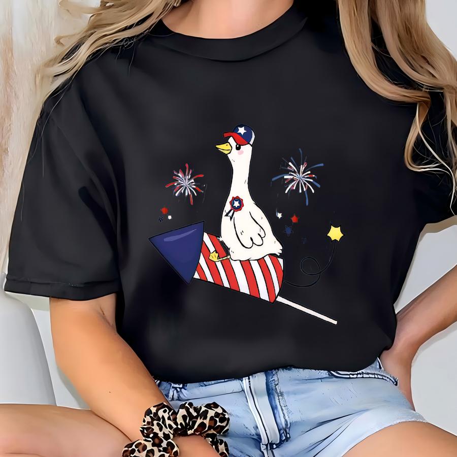 ® Funny July 4th Shirt, Funny Goose Shirt, Usa Shirt, Independence Day Tee, Firequacker Shirt, Patriotic Tshirt, July 4th Gift T-shirt