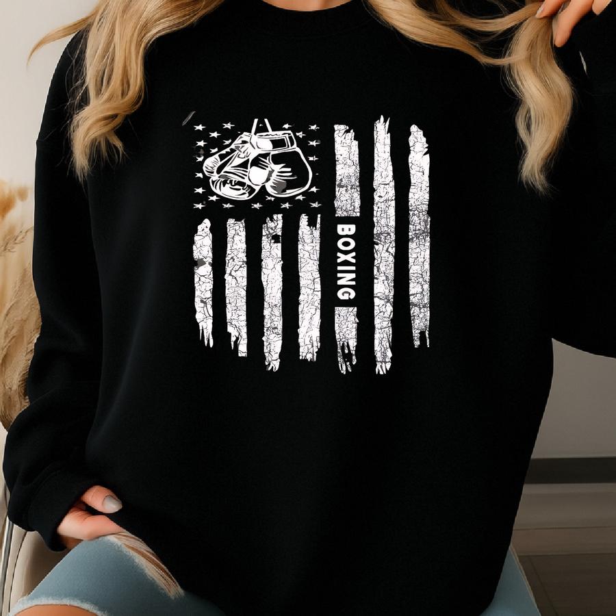 ® T-shirt, Boxing Flag Shirt, America Boxing Tee, Boxing Fan Gift, Usa Boxing Shirt, American Flag Tee, American Boxer Shirt Sweatshirt