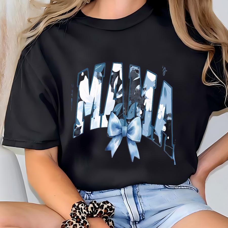 Mom Sweatshirt Custom, Mama Floral Sweatshirt, Personalized Mom Crewneck With Kids Names, Gift For Mama, Baby Shower Gift, New Mom Gift T-shirt