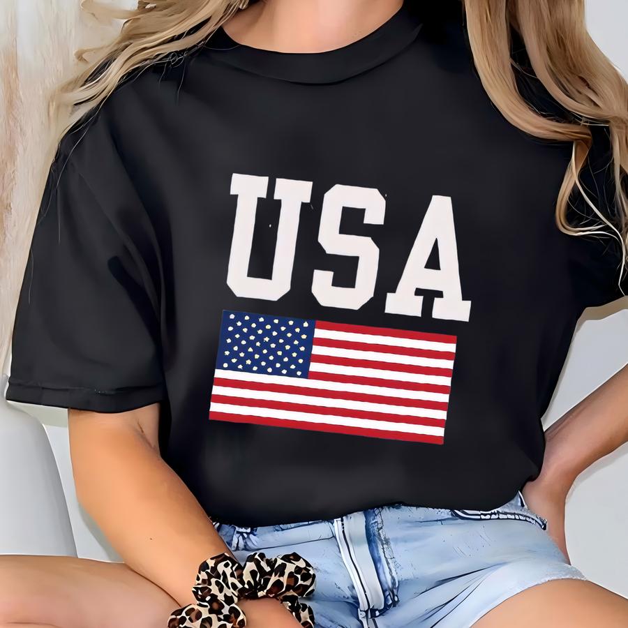 ® Usa Flag Shirt, Cute 4th Of July Usa Shirt, Summer Patriotic Hoodie, Retro Usa Hoodie, Independence Day Shirt T-shirt