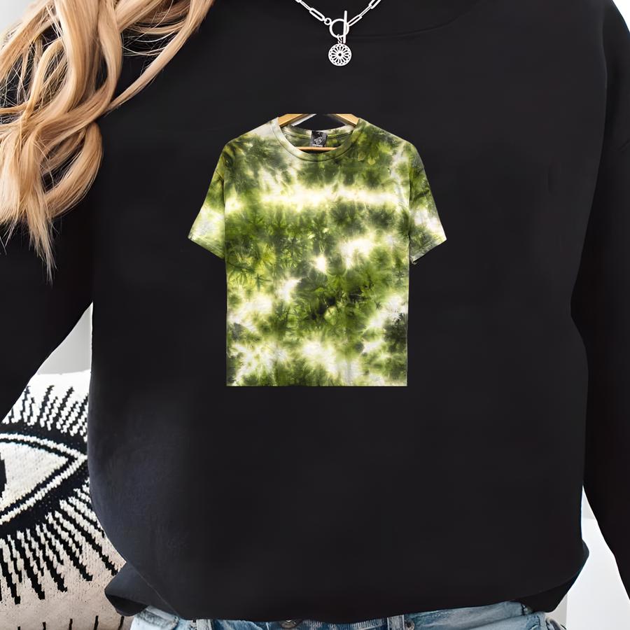 S-5xl, Hand Dyed, Moss Green Mix Tie Dye T-shirt, Size S-5xl Sweatshirt