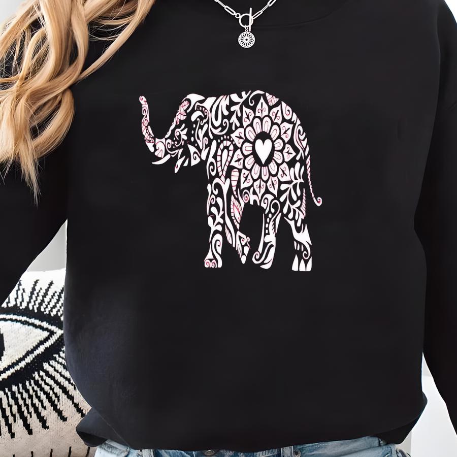 Mandala Elephant Shirt, Intricate Elephant Design Tee, Spiritual Mandala Art Shirt, Boho Elephant Graphic Tee, Calming And Detailed Shirt Sweatshirt