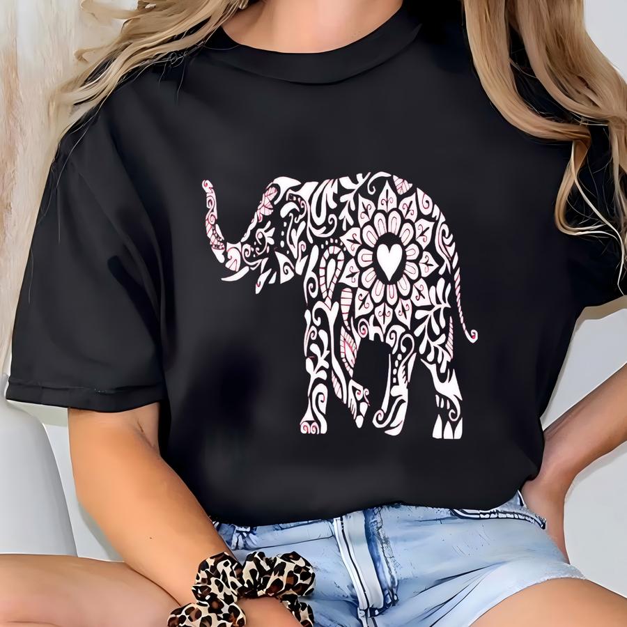 Mandala Elephant Shirt, Intricate Elephant Design Tee, Spiritual Mandala Art Shirt, Boho Elephant Graphic Tee, Calming And Detailed Shirt T-shirt