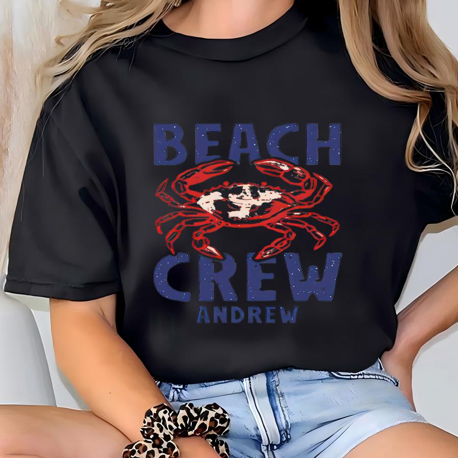 Personalized Family Summer Trip Shirts: Red Crab Beach Crew Graphic Tee - Yl25994 T-shirt