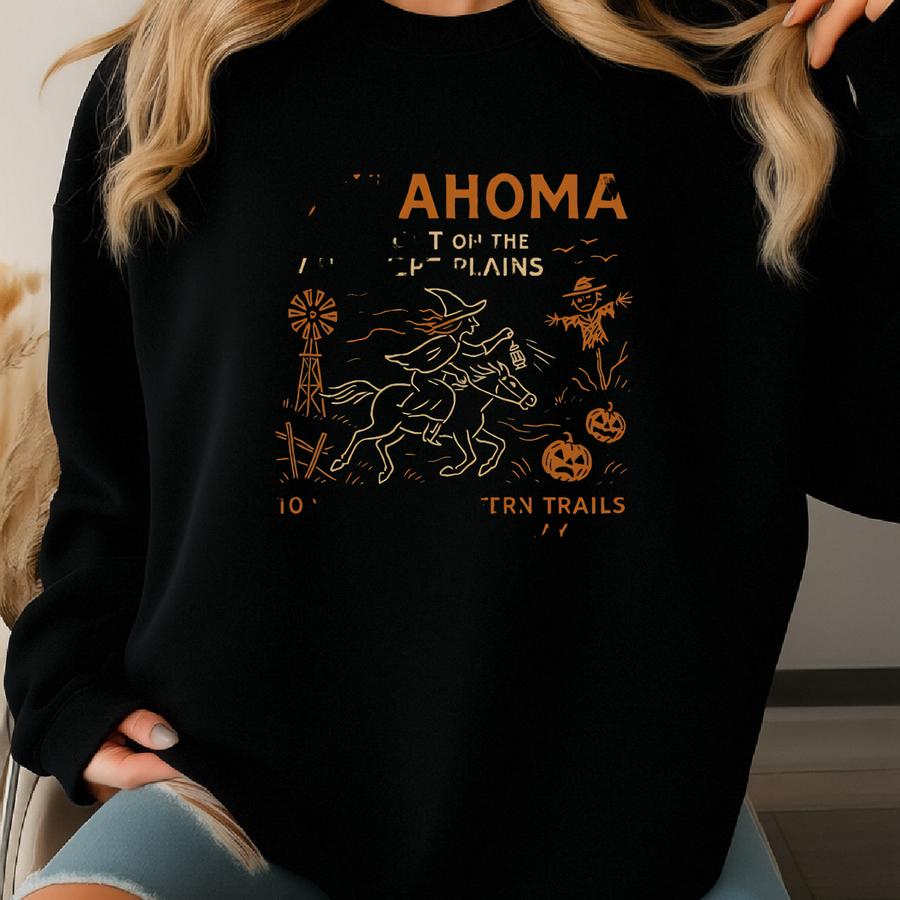 Oklahoma Witchlight Crewneck Sweatshirt: Spooky Halloween Apparel Sweatshirt