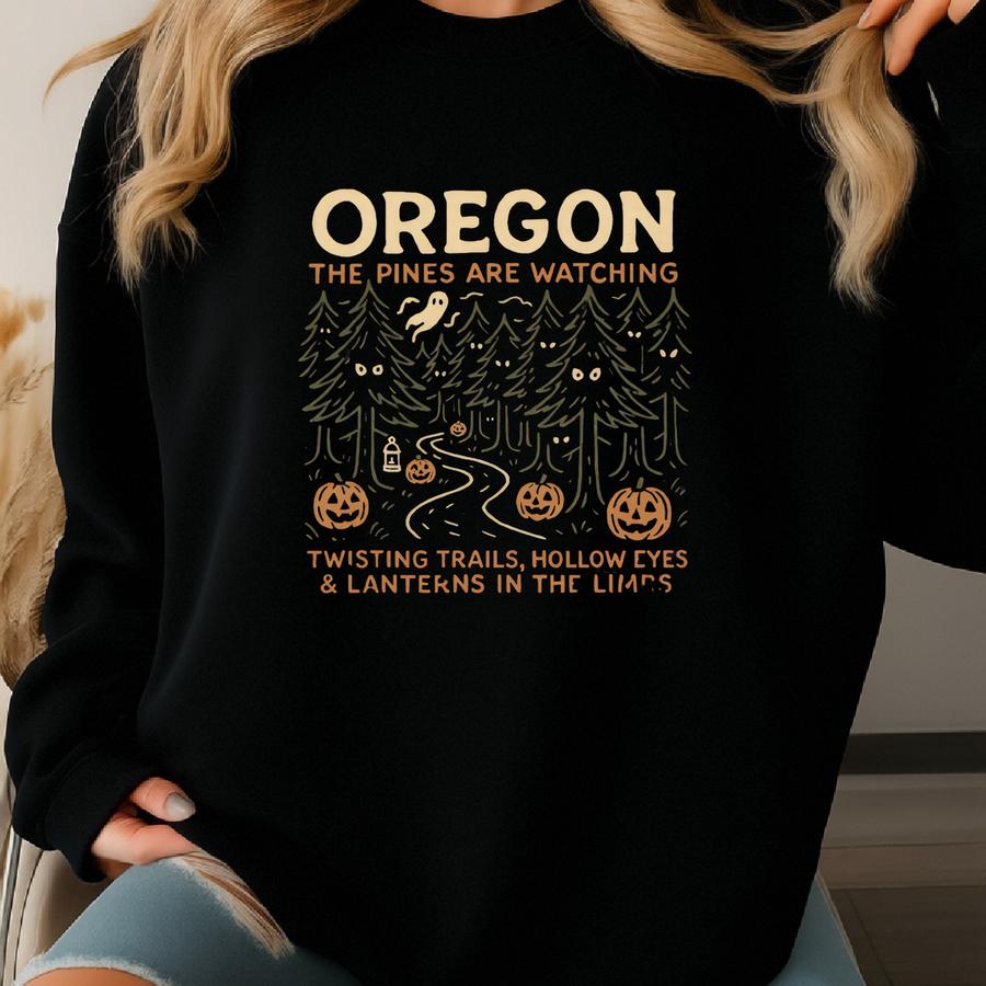 Halloween Pines Sweatshirt: Spooky Forest Costume Crewneck Sweatshirt