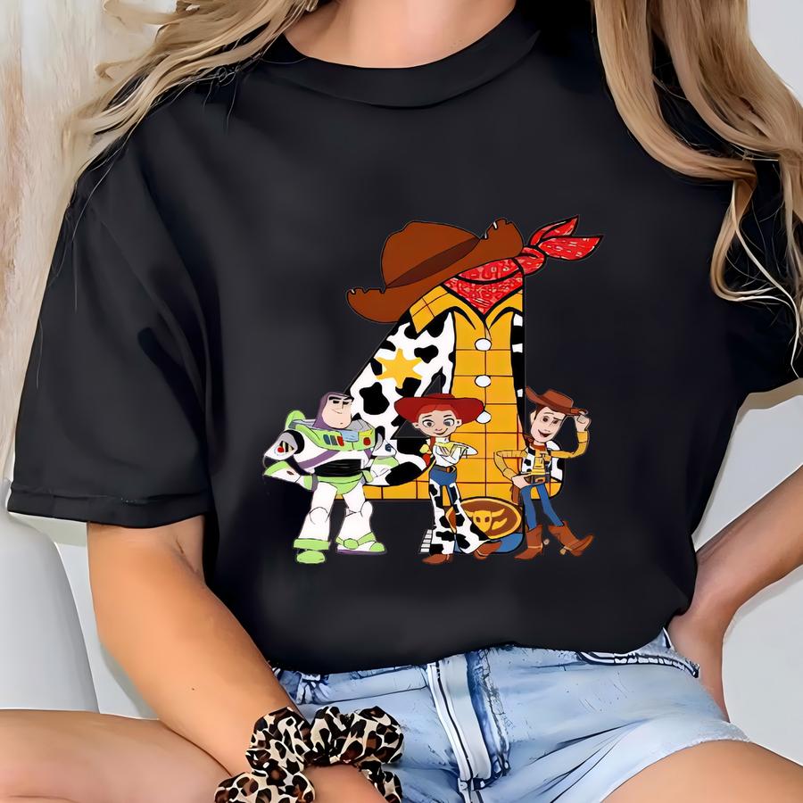 Birthday Shirt For Girl Or Boy – Custom Age Tee – Buzz, Woody, Jessie Inspired Birthday Outfit – Personalized Party Top T-shirt