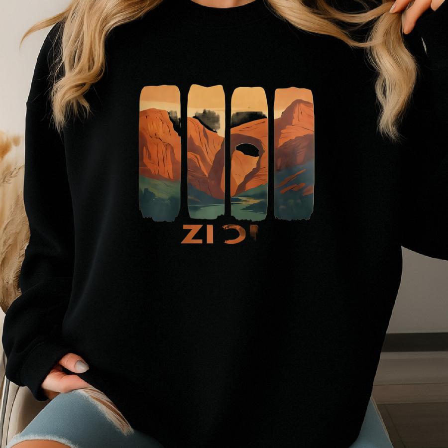 Zion National Park Shirt Sweatshirt Hoodie, Utah Canyon Arch Tee, Desert Landscape T-shirt, Southwest Nature Gift For Hikers Travelers Sweatshirt