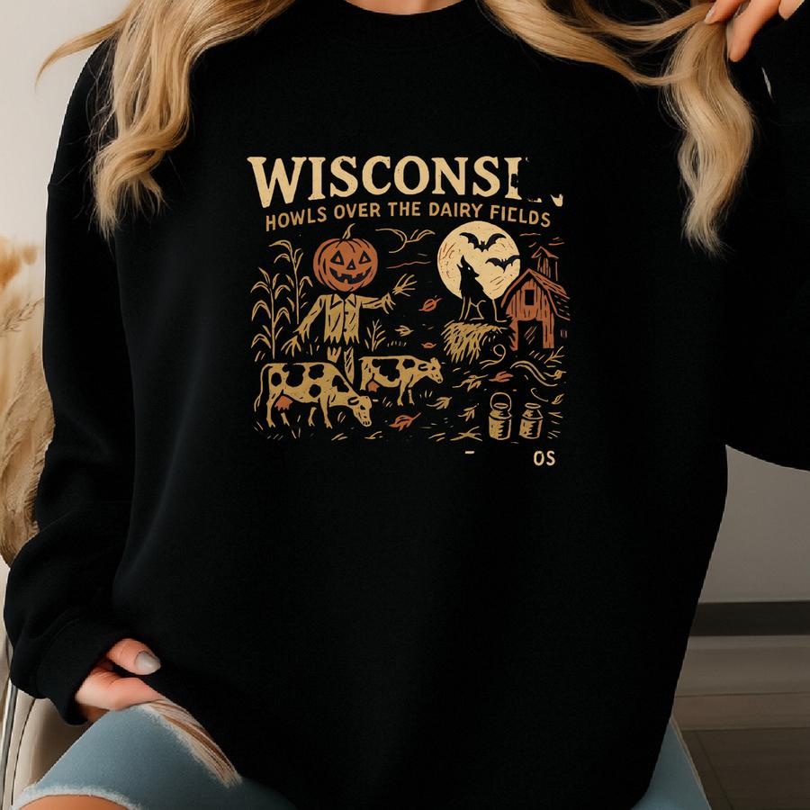 Halloween Sweatshirt: Haunted Dairy Farm Crewneck Sweatshirt