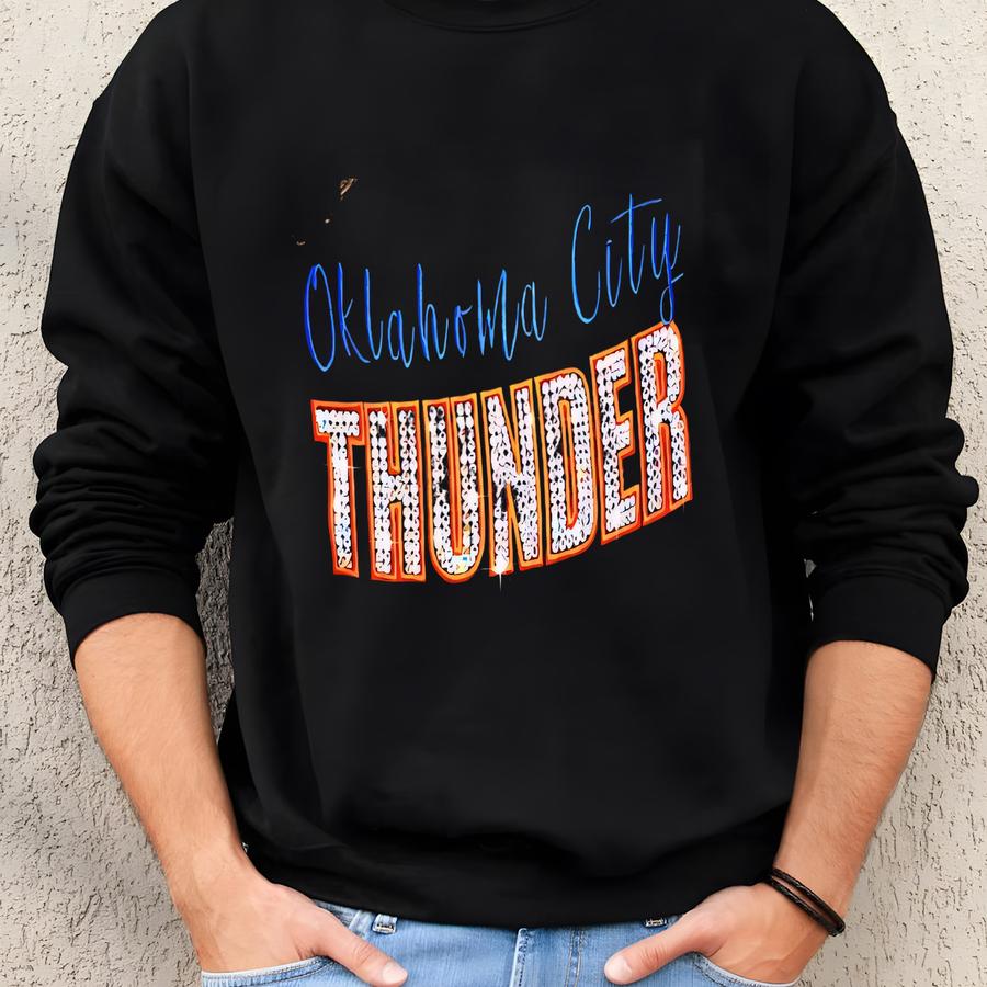 Custom Oklahoma City Thunder Sweatshirt/crewneck/  Rhinestones Custom Crewneck/mom Present/personalization Included Sweatshirt