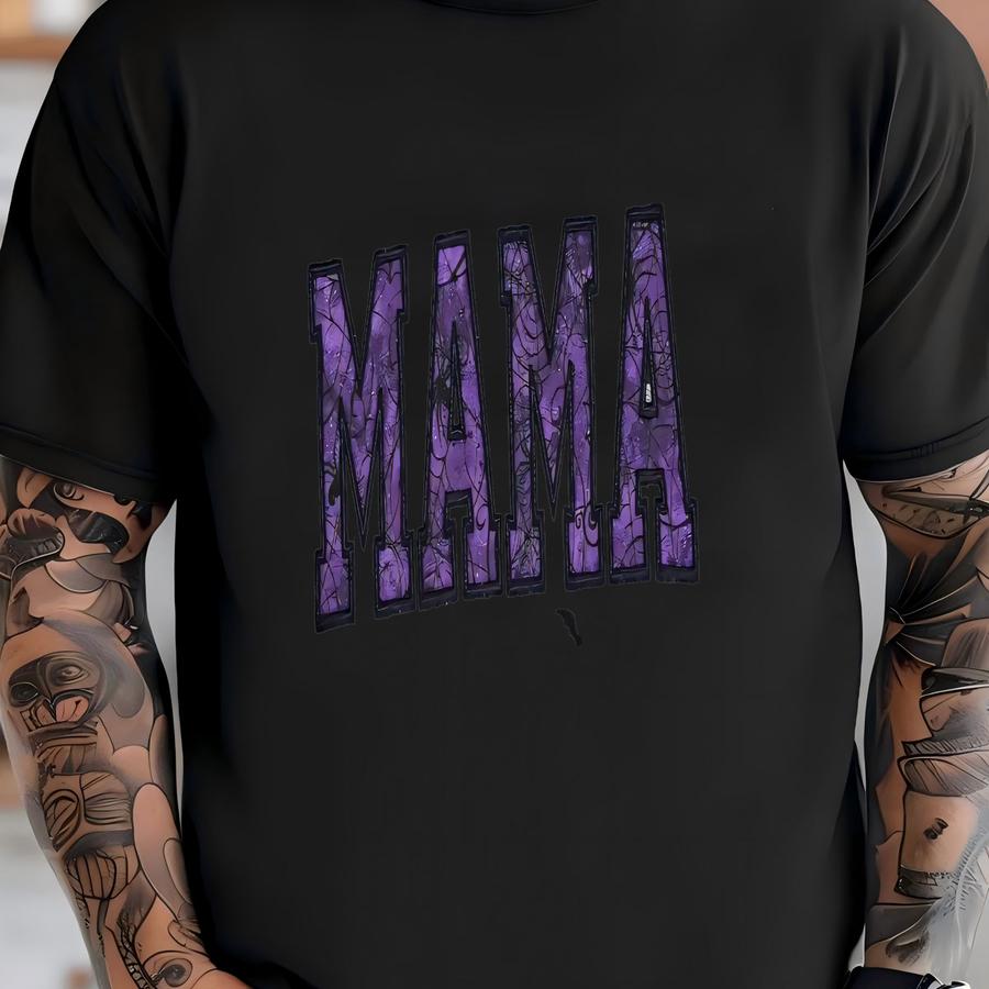 Mama Halloween Sweatshirt, Custom Spooky Season Sweater, Bat Spider Glitter Design, Cute Fall Mama Crewneck T-shirt