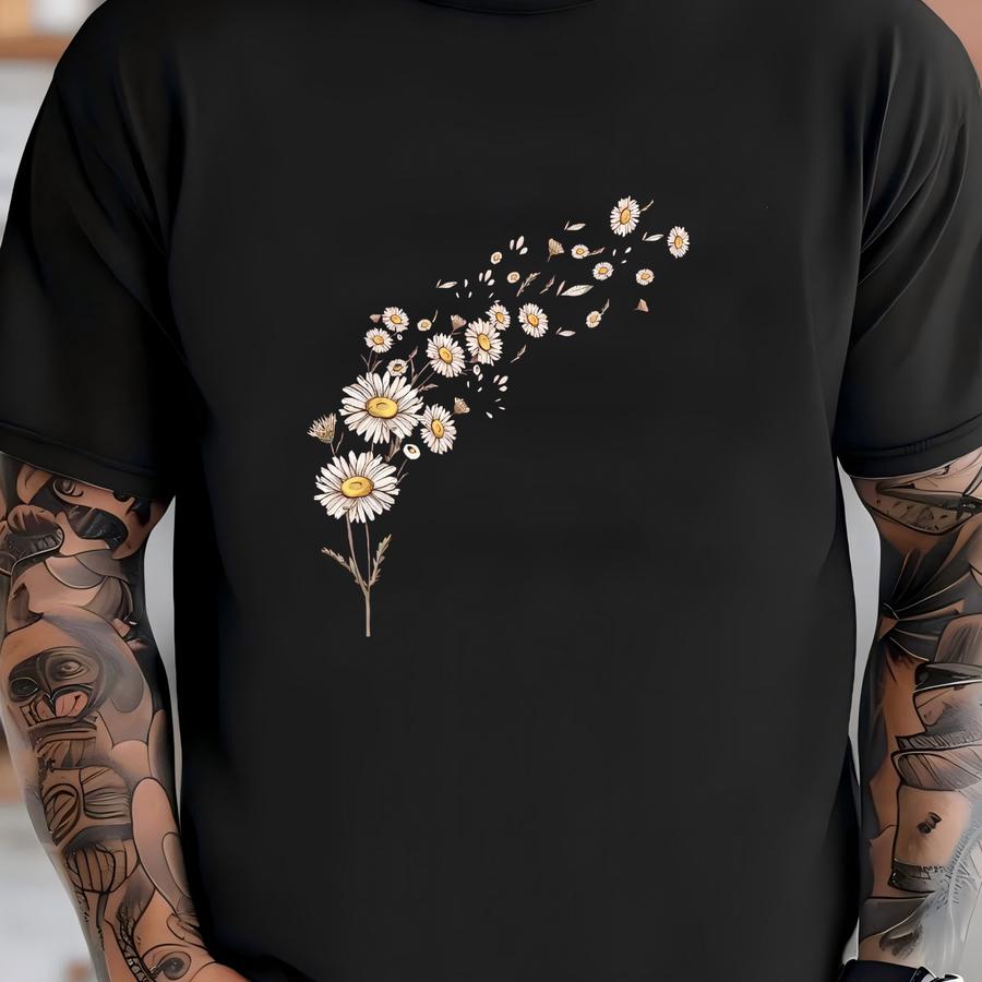 Daisy Flowers V-neck Hoodie | Floral Gift Shirt | Wildflower Shirt | Summer Gardening Tee | 110 T-shirt