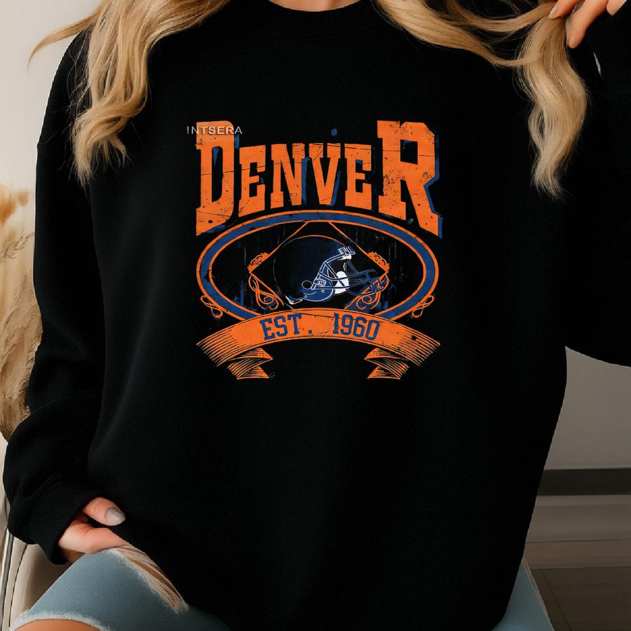 Denver Football Vintage Style Mineral Wash T-shirt,retro Denver Football Shirt,denver Footbal Fans Gift Sweater,sunday Football Far10 Sweatshirt