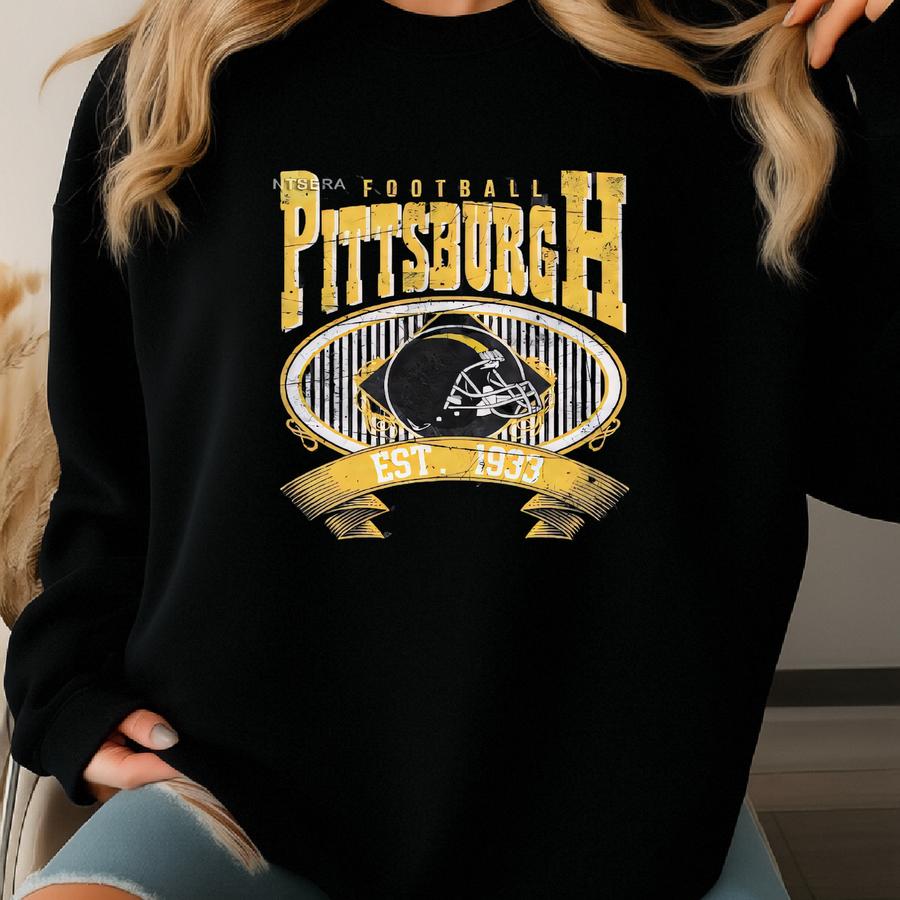 Pittsburgh Football Mineral Wash T-shirt, Vintage Unisex Pittsburgh Crewneck,gift For Football Fan,oversized Pittsburgh T-shirt Far3 Sweatshirt