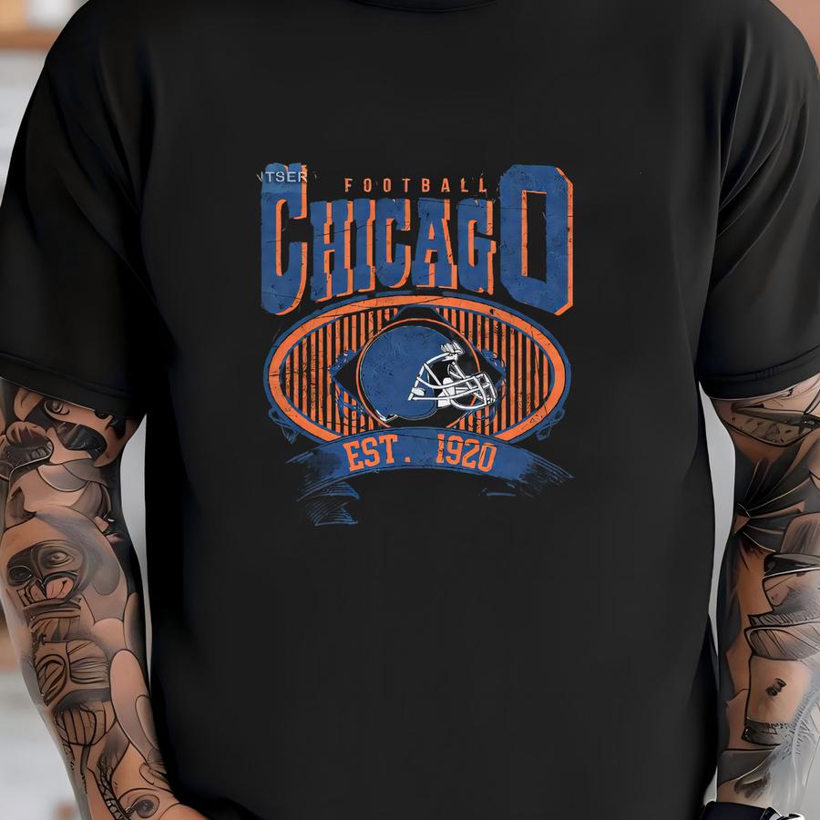 Chicago Football Vintage Style Mineral Wash Hoodie ,retro Chicago Football Hoodie , Chicago Fan Gift , Sunday Football Far12 T-shirt