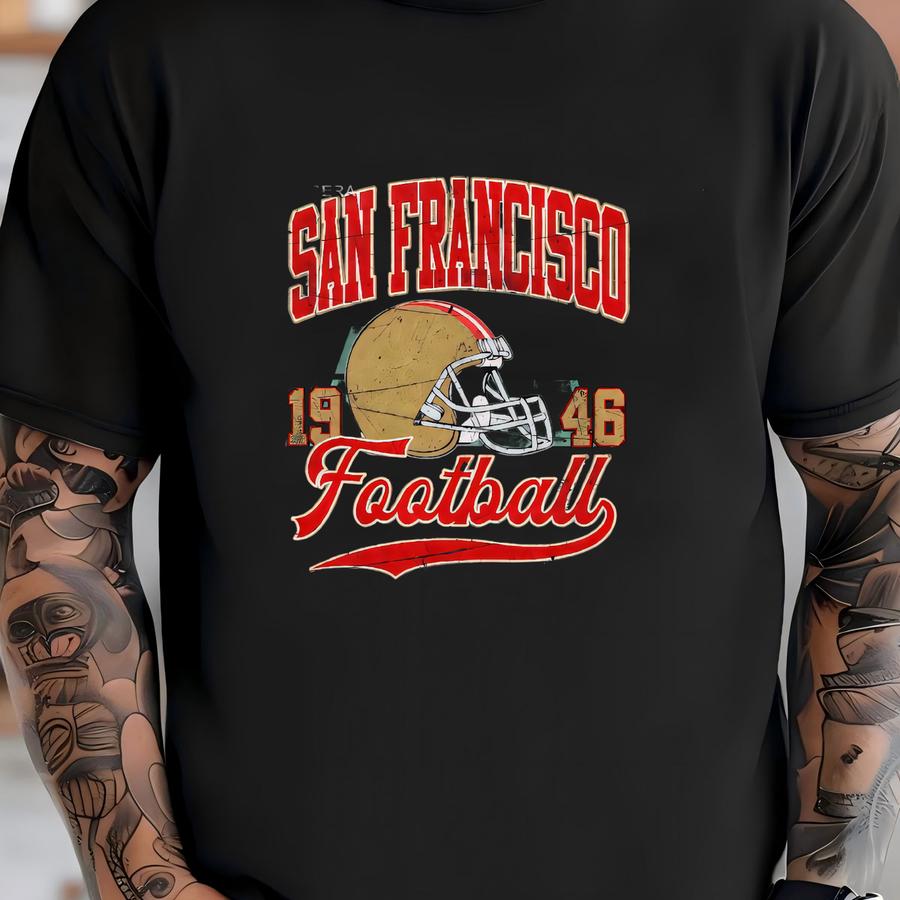 San Francisco Football Vintage Style Mineral Wash Hoodie, San Francisco Football Tshirt, San Francisco Football Crewneck Fse6 T-shirt