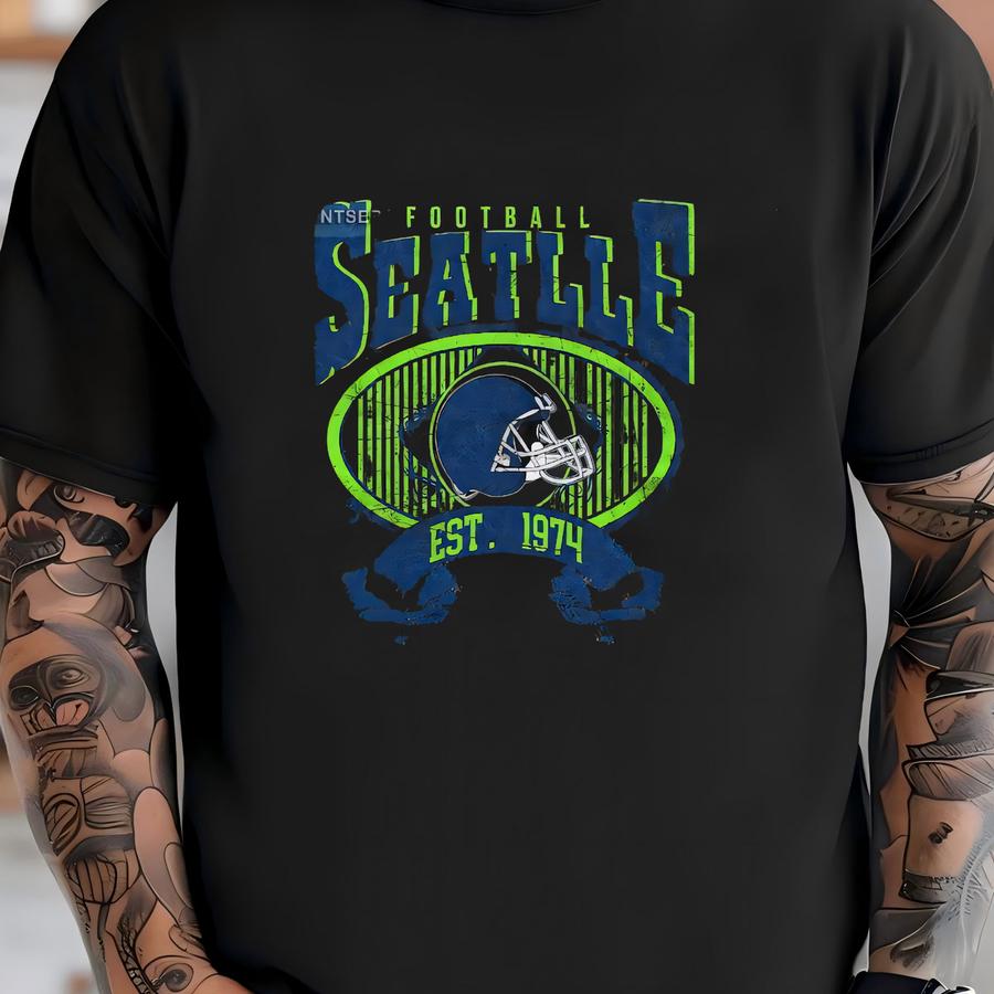 Seattle Football Vintage Style Mineral Wash Hoodie,seattle Football Crewneck Hoodie, Seattle Hoodie, Retro Seattle Football Far7 T-shirt
