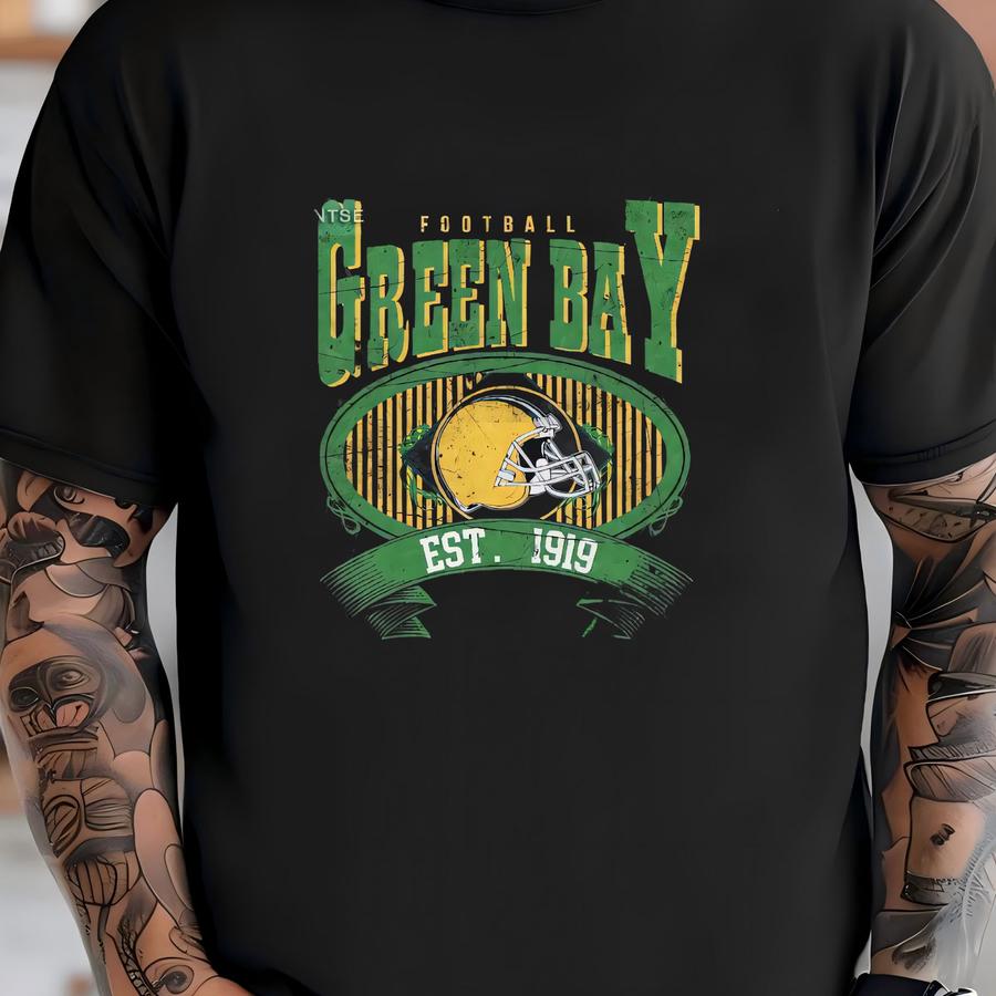 Green Bay Football Vintage Style Mineral Wash Hoodie, Retro Green Bay Varsity Crewneck Hoodie, Green Bay Long Sve Far5 T-shirt