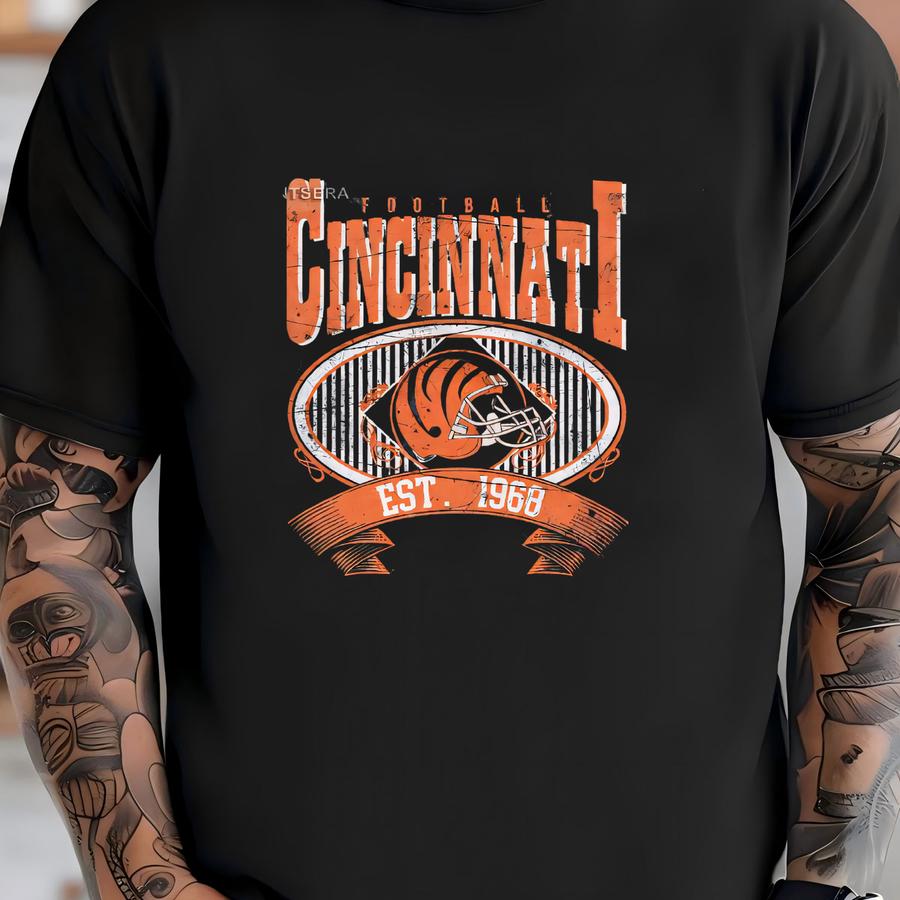 Cincinnati Football Mineral Wash Vintage Style Crewneck Hoodie,cincinnati Football Crewneck,football Tshirt,cincinnati Fan Gifts Far21 T-shirt