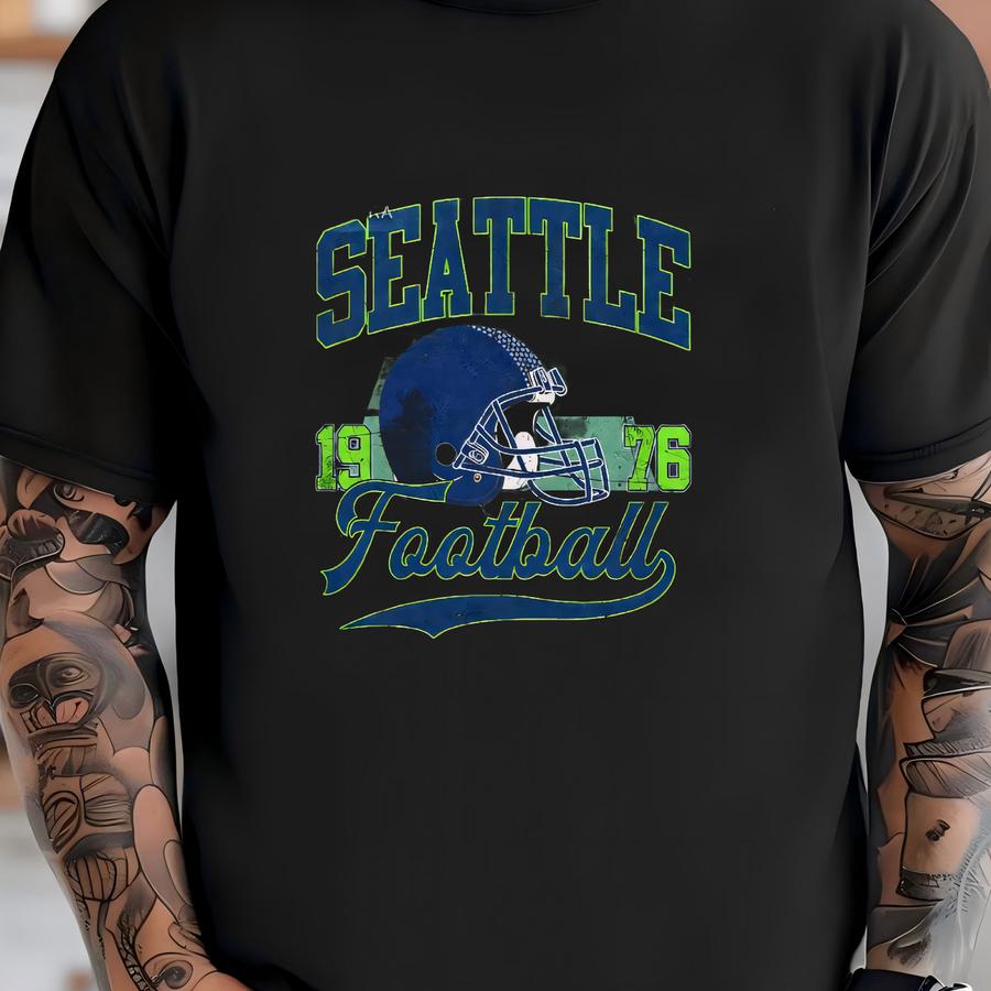 Seattle Football Vintage Style Mineral Wash Hoodie,seattle Football Crewneck Hoodie, Seattle Hoodie, Retro Seattle Football Fse7 T-shirt