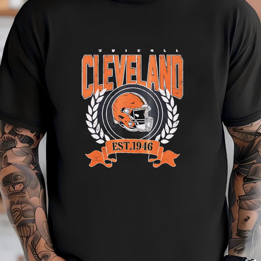 Cleveland Football Vintage Style Sweatshirt, Retro Cleveland Football Shirt,cleveland Fan Gift,sunday Football Apparel Fvd23 T-shirt