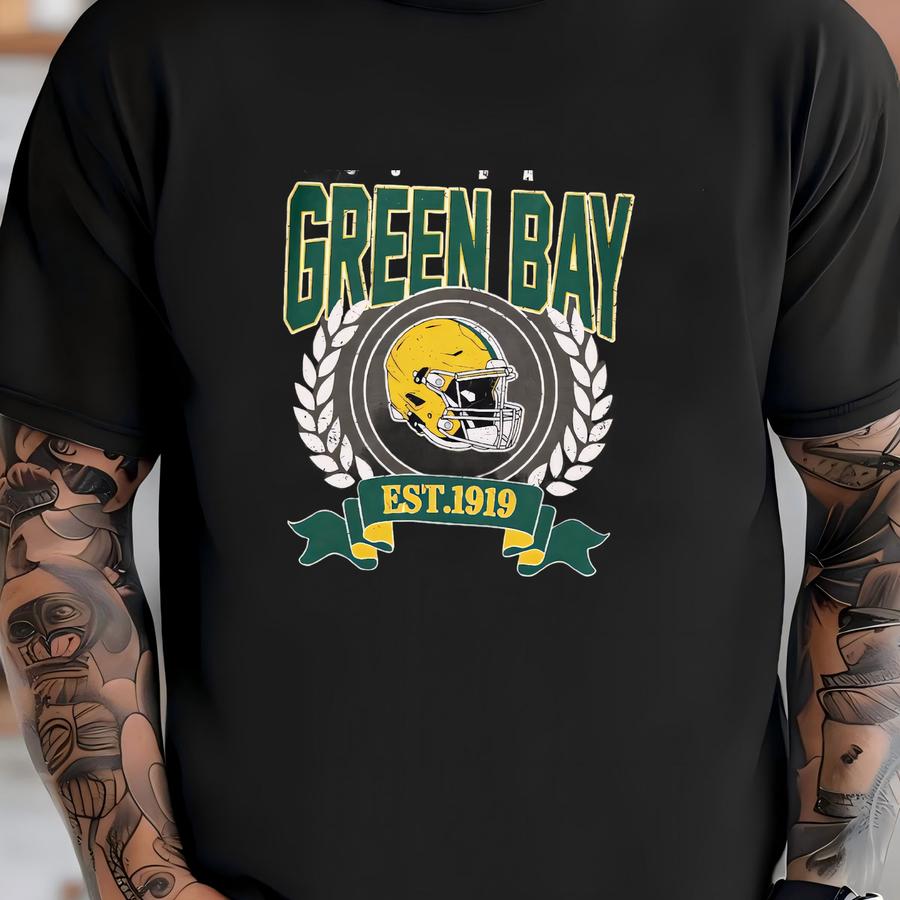 Green Bay Football Vintage Style Hoodie, Retro Green Bay Varsity Crewneck Hoodie, Green Bay Long Sve Fvd5 T-shirt