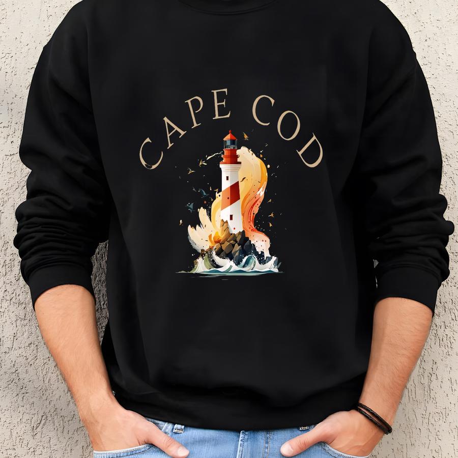 Cape Cod Crewneck Sweatshirt, Lighthouse Sweatshirt, Massachusetts Sweatshirt, Cape Cod, Souvenir Gift, Al Vibes, Beach Lover, Travel Sweatshirt