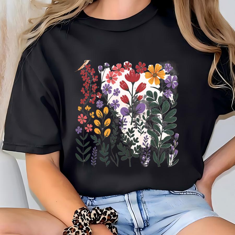 Boho Daisy Flower Tee: Botanical Hoodie T-shirt
