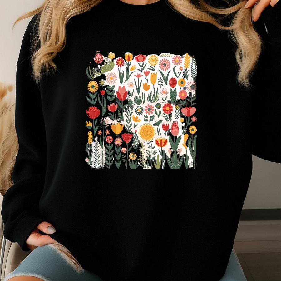 Wildflowers T-shirt: Boho Cottagecore Botanical Tee Sweatshirt