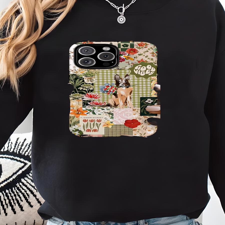 Vintage Retro German Shepherd Dog Collage Cute Coquette Case Preppy Aesthetic Case, Iphone 16 15 14 13 12 Pro Max Plus, Google Pixel 9 8 7 6 Sweatshirt