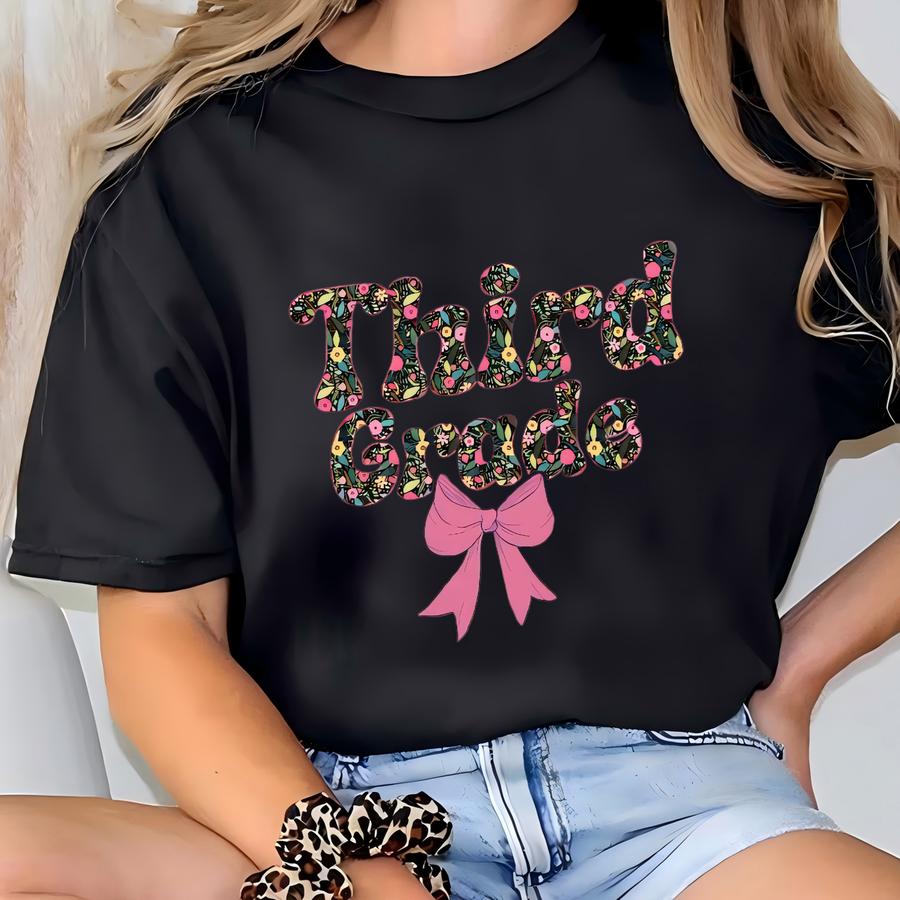 Kids Coquette Grade Level Shirt Youth Girls T Shirt Grade Level Floral Tshirt Back To School Tee For Kids Retro Aesthetic Tee T-shirt