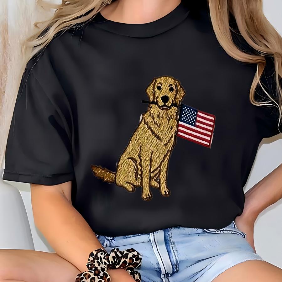 Golden Retriever 4th Of July Shirt, Dog Mom Patriotic Tee, Usa Flag Sweatshirt, Independence Day Gift, Custom Dog Breed Top T-shirt