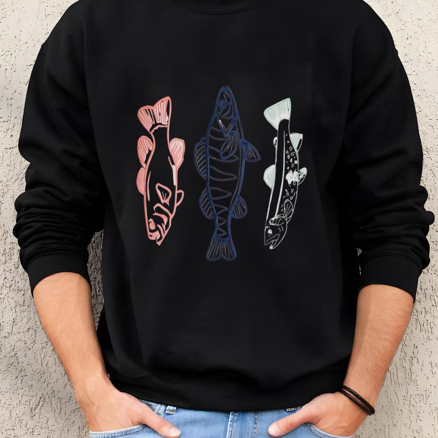 Dainty Fish Trio Short Sve Shirt Sweatshirt