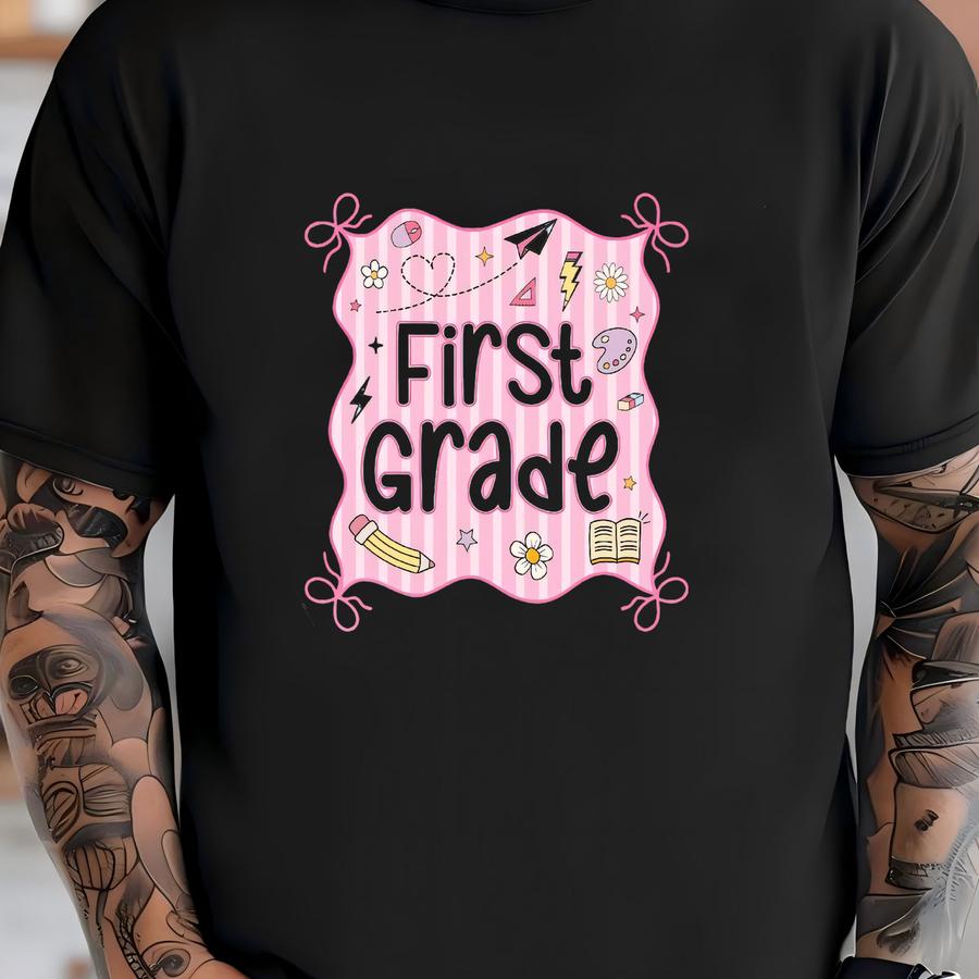 ® Shirt, First Grade Bow Frame Shirt, First Grade Gift, 1st Grade Teacher, Back To School, Teacher Team Shirt, Elementary T-shirt