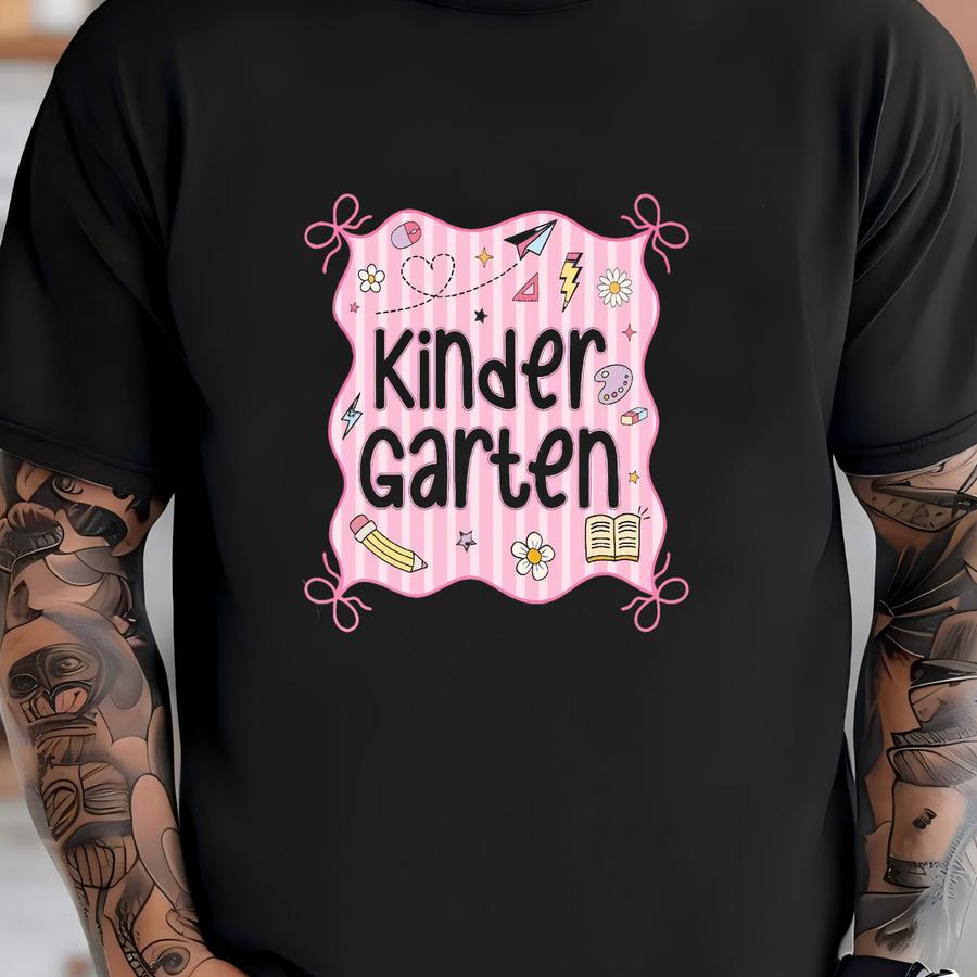® Shirt, Kindergarten Bow Frame Shirt, Kindergarten Team, Teacher Team Shirt, Back To School, First Day Of School, Kinder Grad T-shirt