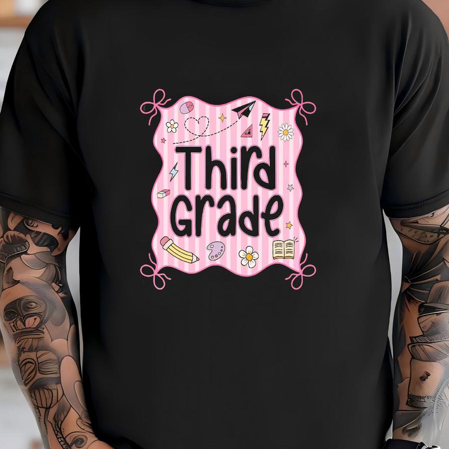 ® Shirt, Third Grade Bow Frame Shirt, 3rd Grade Teacher, Teacher Team Gift, Back To School, Elementary, Teacher Appreciation T-shirt