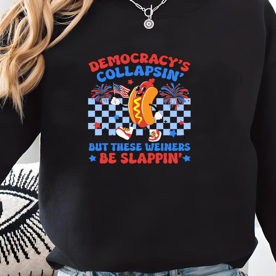 's Collapsing Hot Dog Tee: Funny Liberal Fourth Of July Shirt Sweatshirt