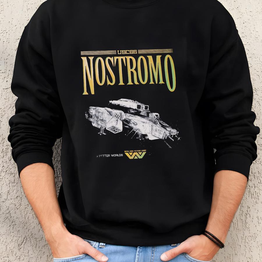 Nostromo Graphic Tee, Retro Sci-fi Horror Movie Apparel, Uscss Nostromo Alien Xenomorph Shirt, Grunge Weyland Yutani Streetwear Merch Sweatshirt